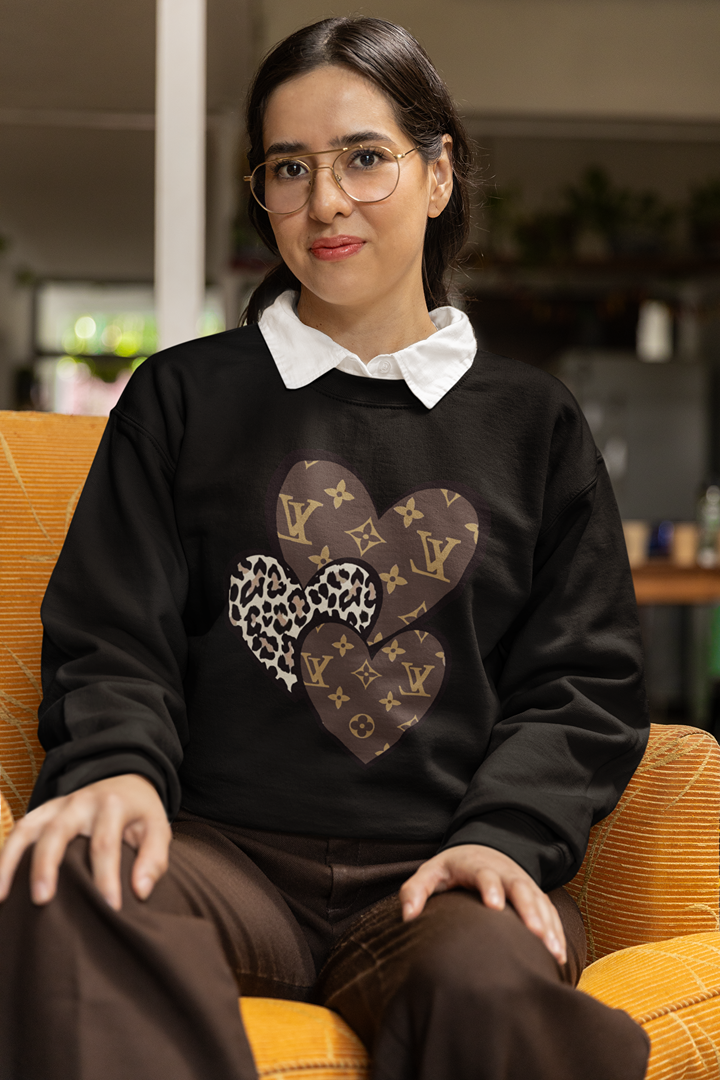 Дамска блуза VL Hearts черна — 100% памук, размери XS–XXL | SatModa