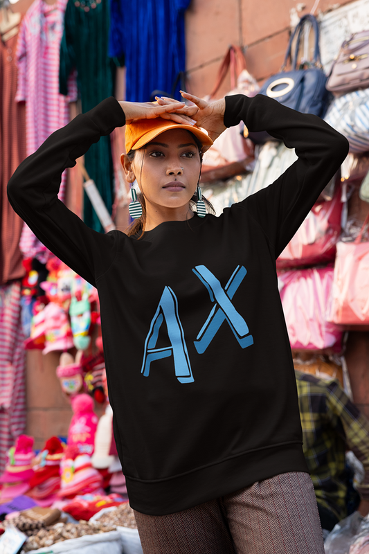Дамска блуза AX Blue черна — 100% памук, размери XS–XXL | SatModa