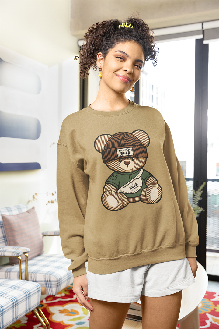 Дамска блуза Best Bear бежова — 100% памук, размери XS–XXL | SatModa