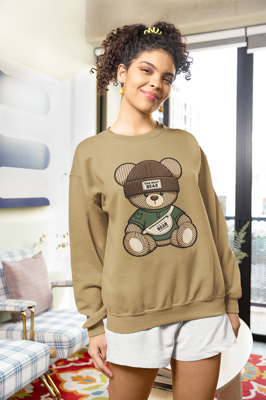 Дамска блуза Best Bear бежова — 100% памук, размери XS–XXL | SatModa