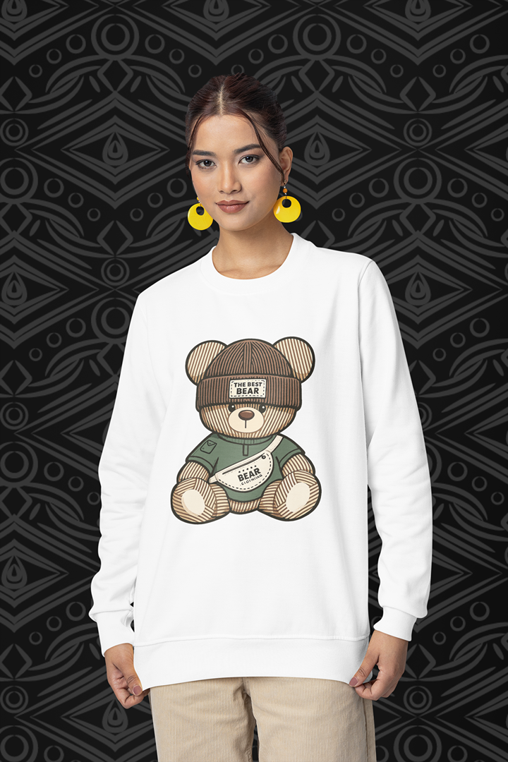 Дамска блуза Best Bear бяла — 100% памук, размери XS–XXL | SatModa