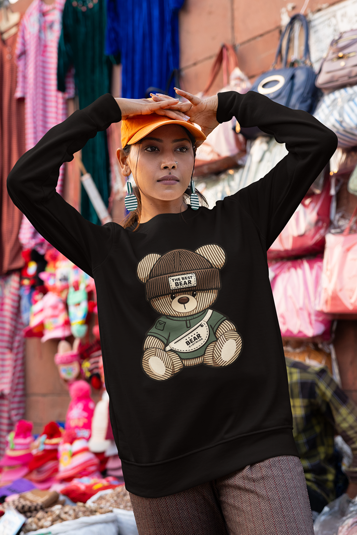 Дамска блуза Best Bear черна — 100% памук, размери XS–XXL | SatModa