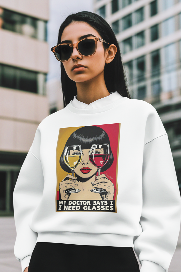 Дамска блуза Glasses бяла — 100% памук, размери XS–XXL | SatModa