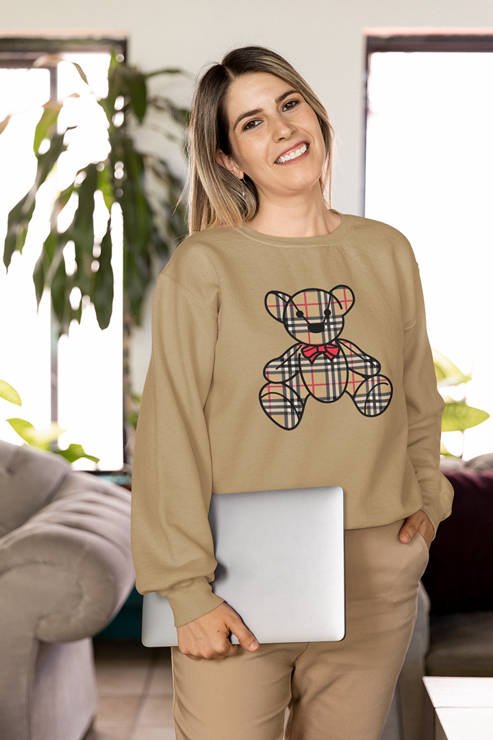 Дамска блуза London Bear бежова — 100% памук, размери XS–XXL | SatModa
