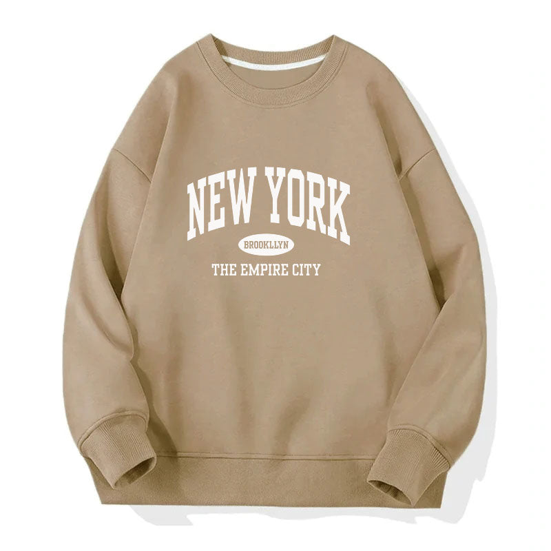 Дамска блуза NY в бежово с бял надпис NEW YORK | SatModa