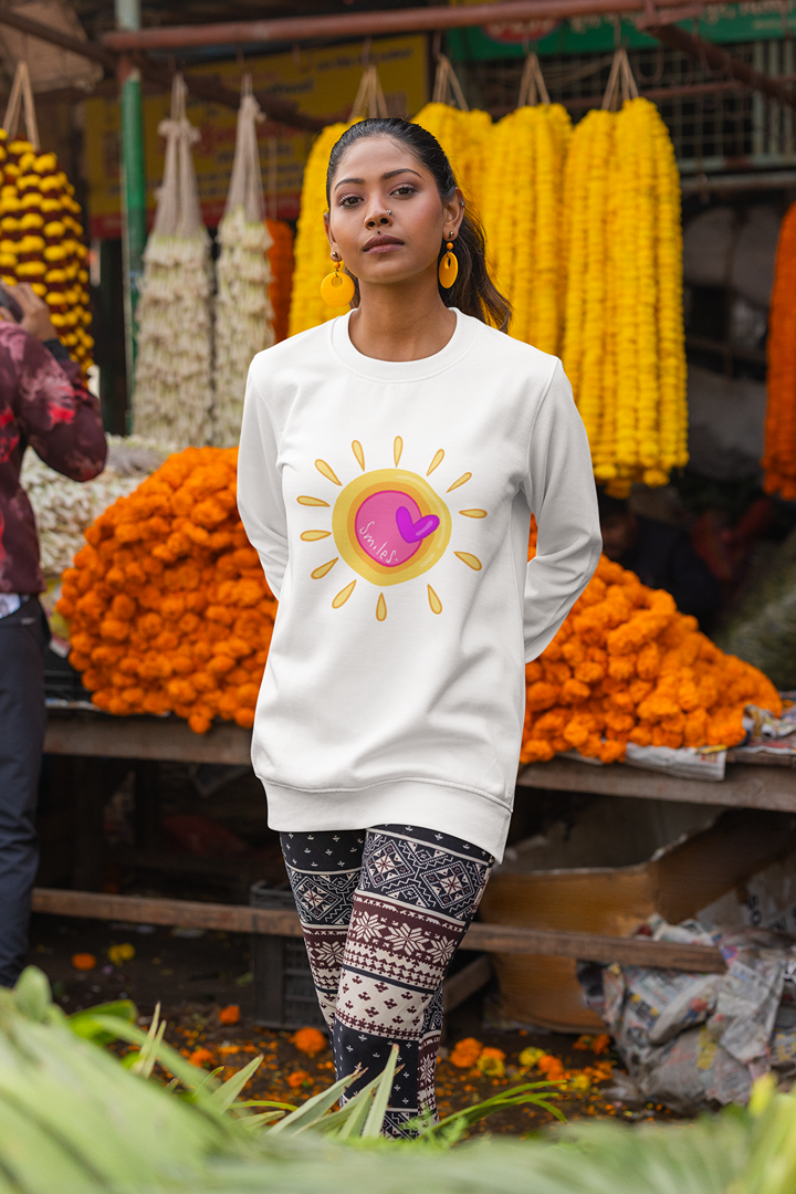 Дамска блуза Sun Smile бяла — 100% памук, размери XS–XXL | SatModa