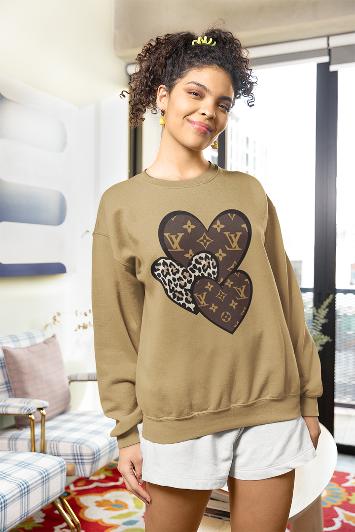 Дамска блуза VL Hearts бежова — 100% памук, размери XS–XXL | SatModa
