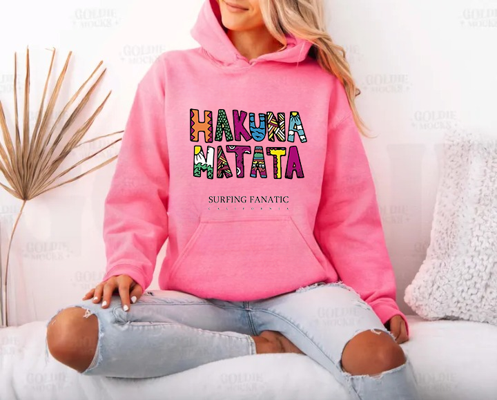 Дамски суичър Color Matata — розов, 100% памук, качулка | SatModa
