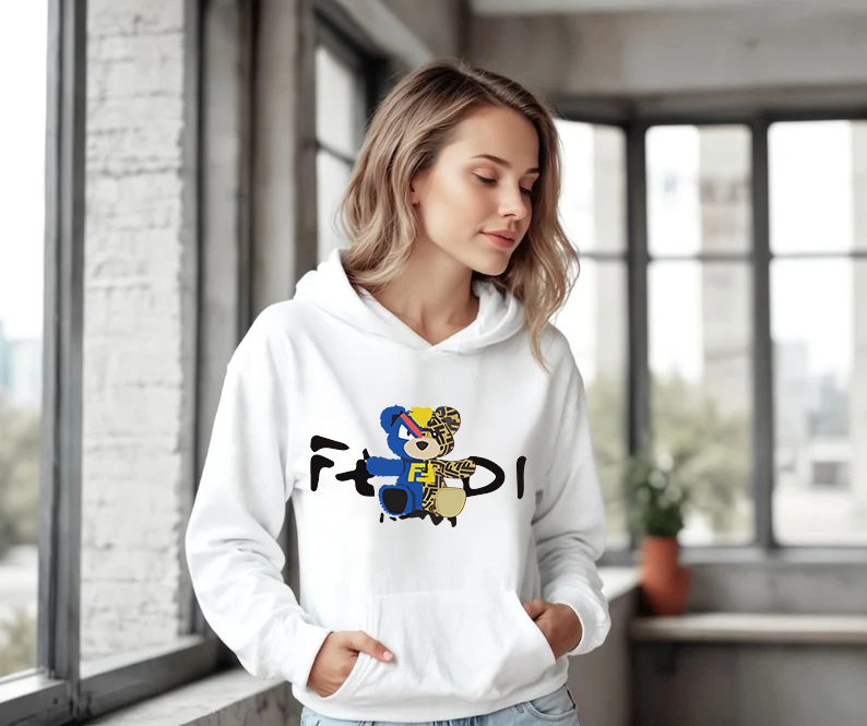 Дамски суичър Fedi бял — 100% памук, размери S-М-L | SatModa