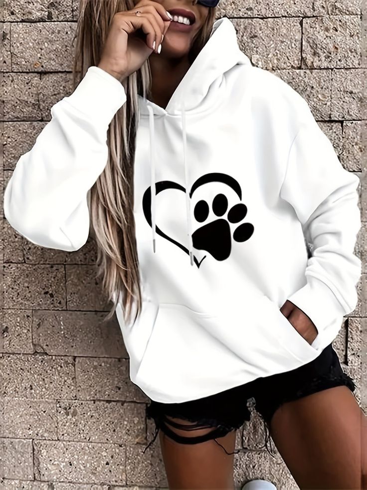 Дамски суичър Love Paw — 100% памук, качулка, свободна кройка | SatModa