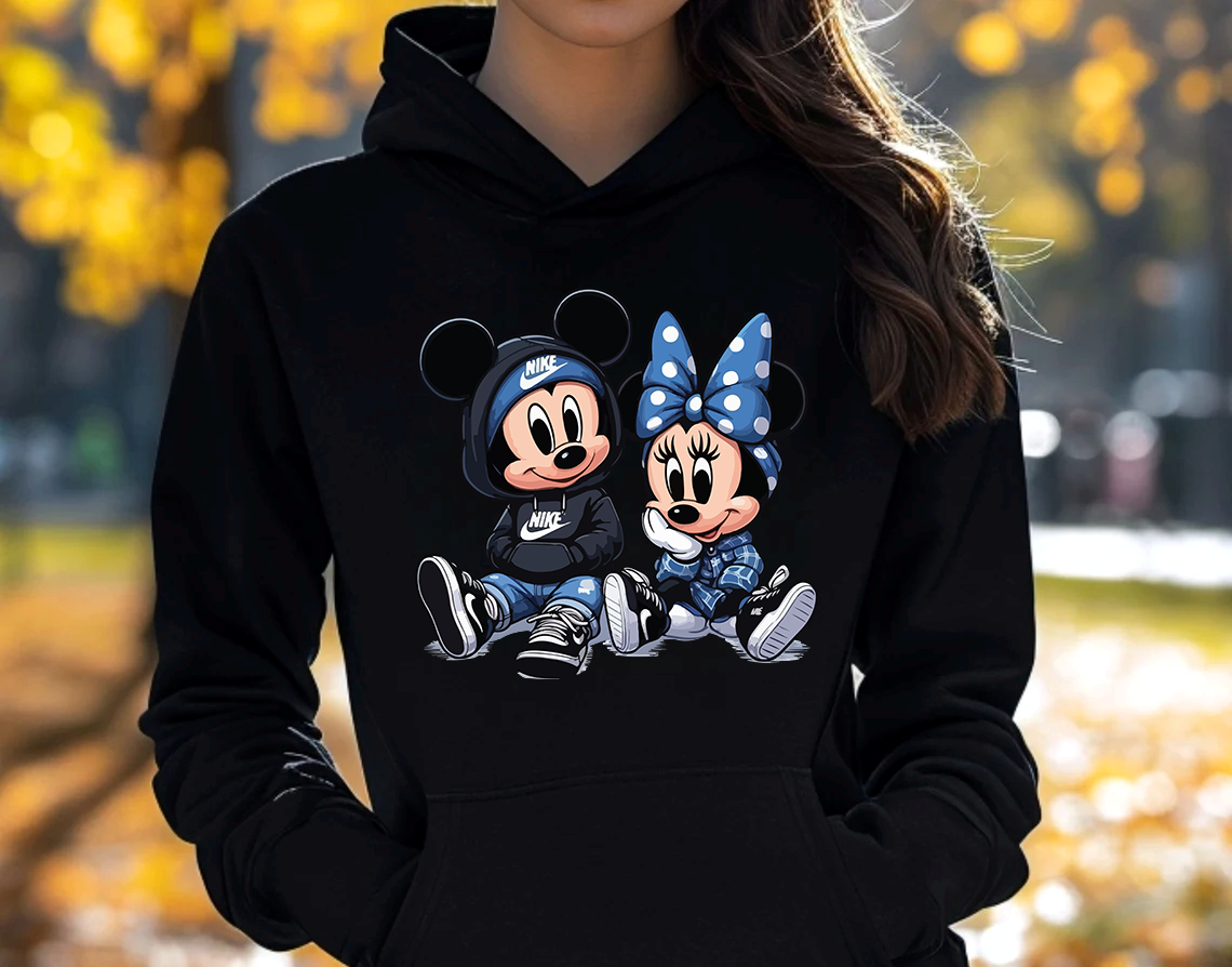 Дамски суичър Mickey Cool — черно, 100% памук, качулка | SatModa
