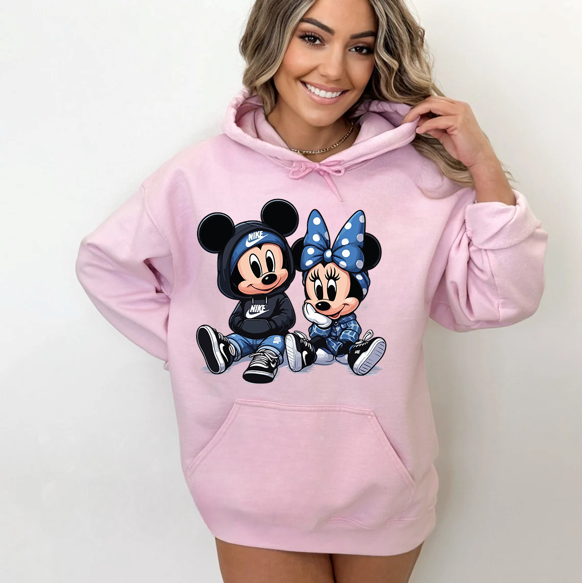 Дамски суичър Mickey Cool — розово, 100% памук, качулка | SatModa
