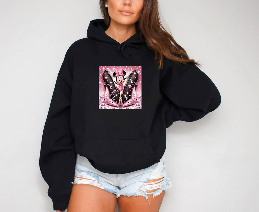 Дамски суичър Minnie XV черен — 100% памук, размери S-M-L | SatModa