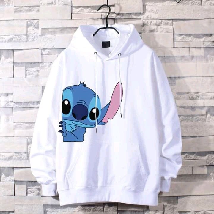 Дамски суичър Stitch Hide — бяло, 100% памук, качулка | SatModa
