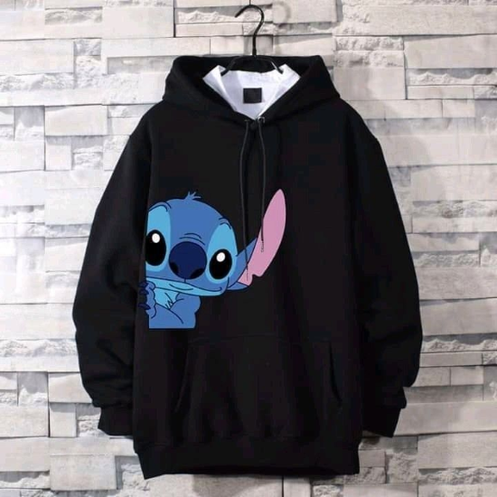 Дамски суичър Stitch Hide — черно, 100% памук, качулка | SatModa
