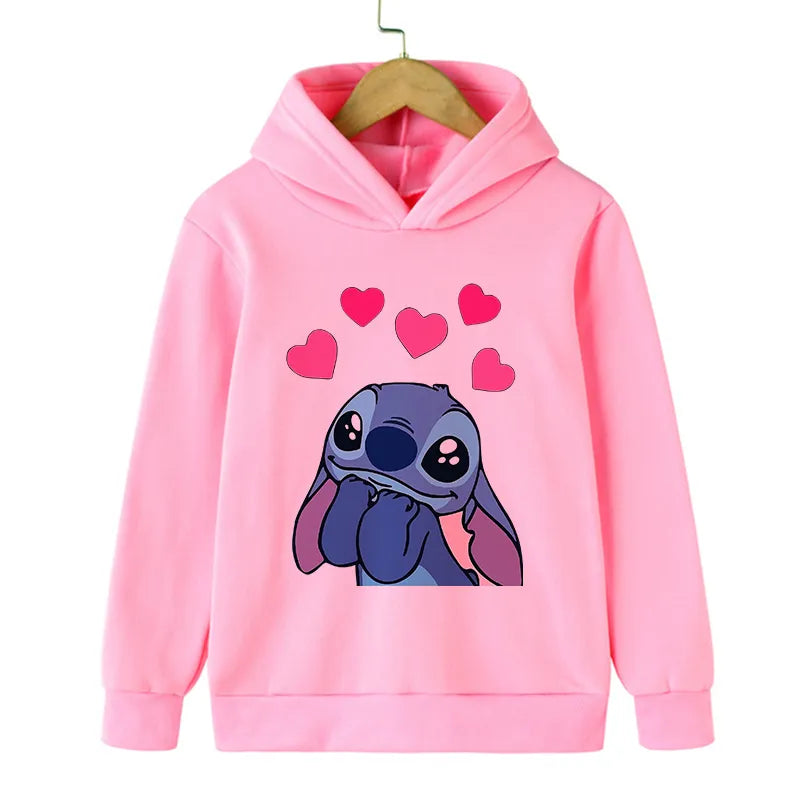 Дамски суичър Stitch Love You — розово, 100% памук, качулка | SatModa
