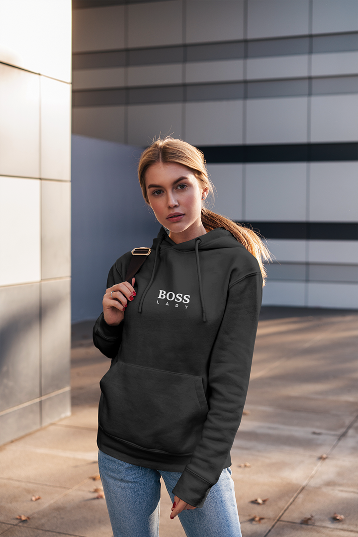 Дамски суичър Boss Lady Smal черен — 100% памук, размери S–L | SatModa