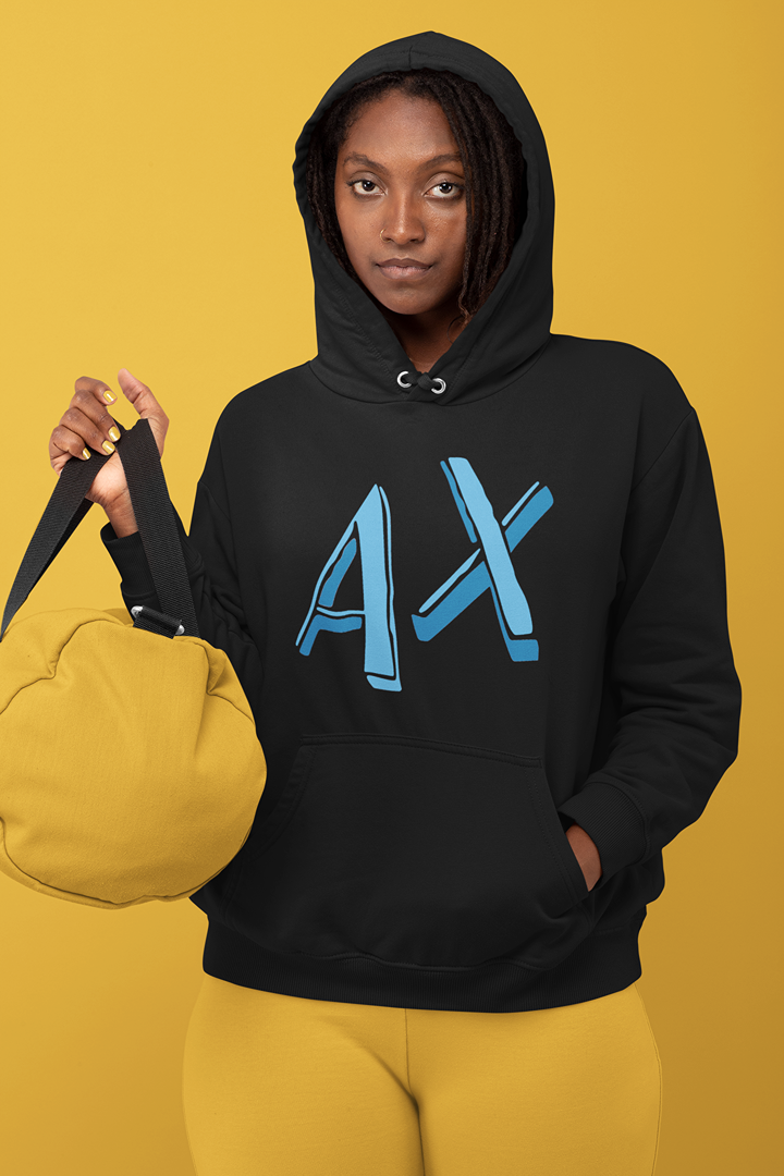 Дамски суичър AX Blue черен — 100% памук, размери S–L | SatModa