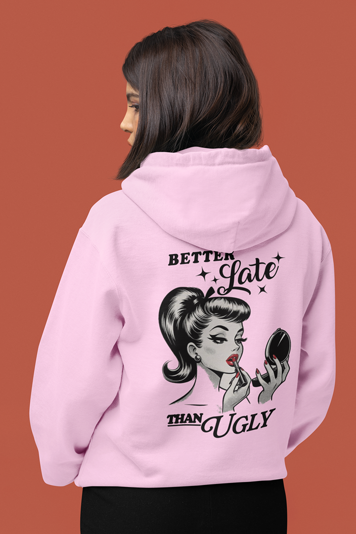Дамски суичър Better Late розов — 100% памук, размери S–L | SatModa
