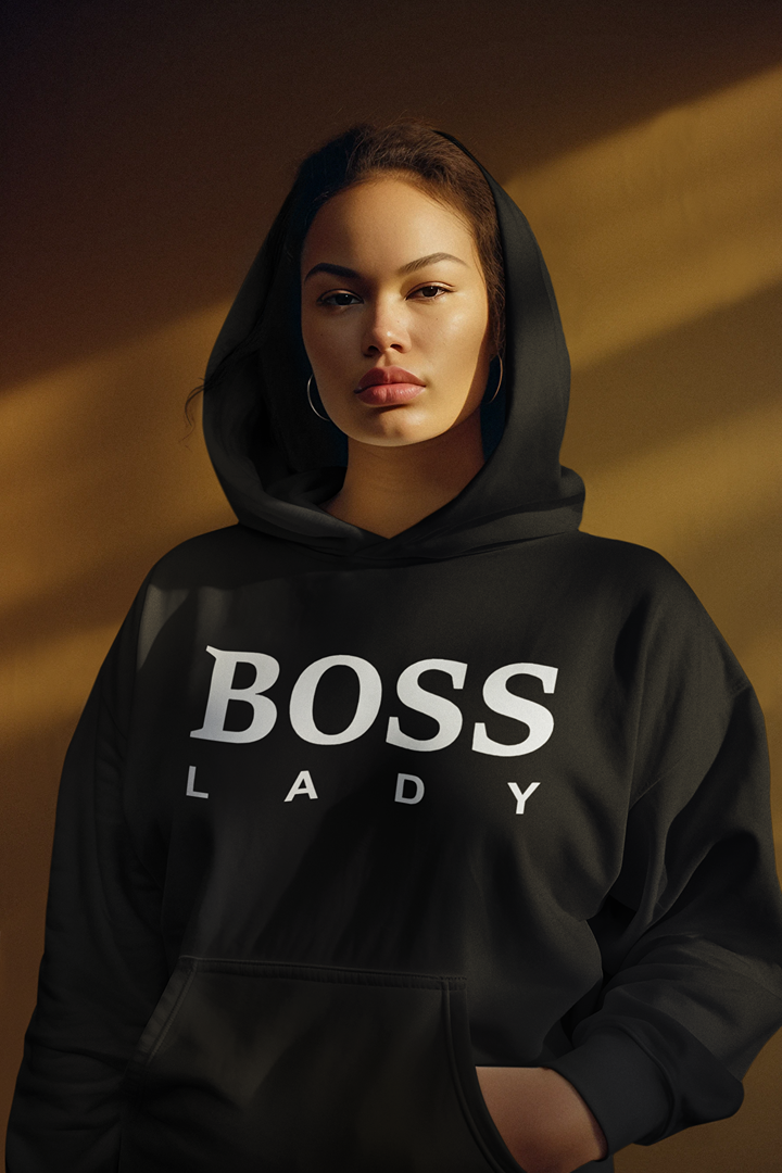 Дамски суичър Lady Boss черен — 100% памук, размери S–L | SatModa