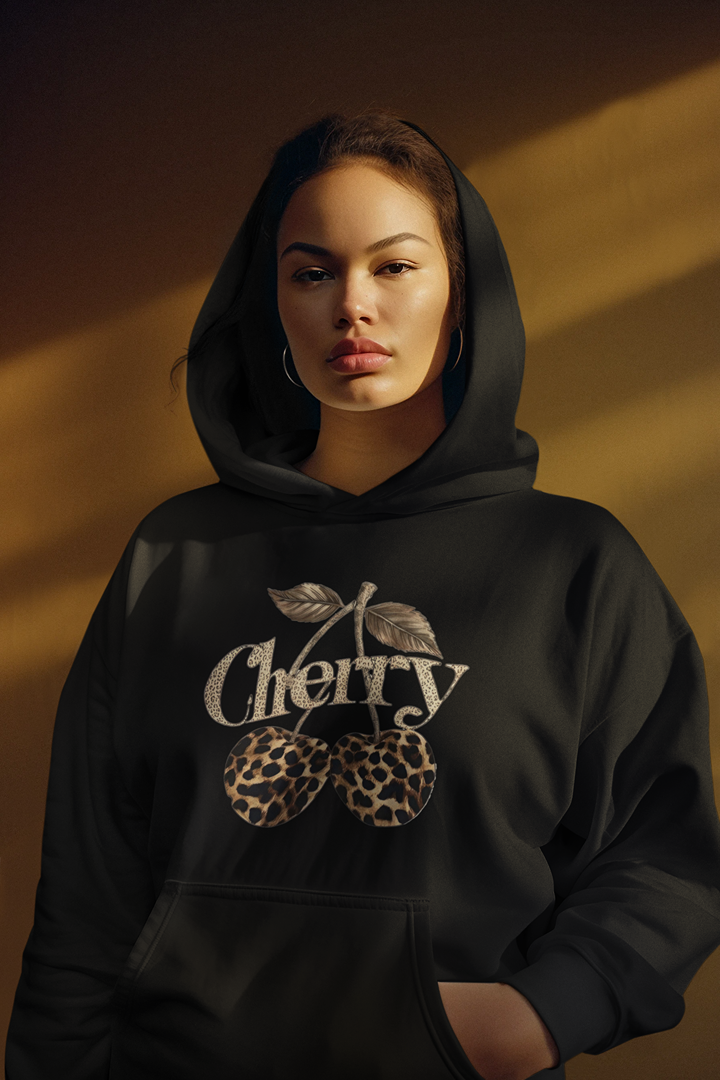 Дамски суичър Cherry черен — 100% памук, размери S–L | SatModa