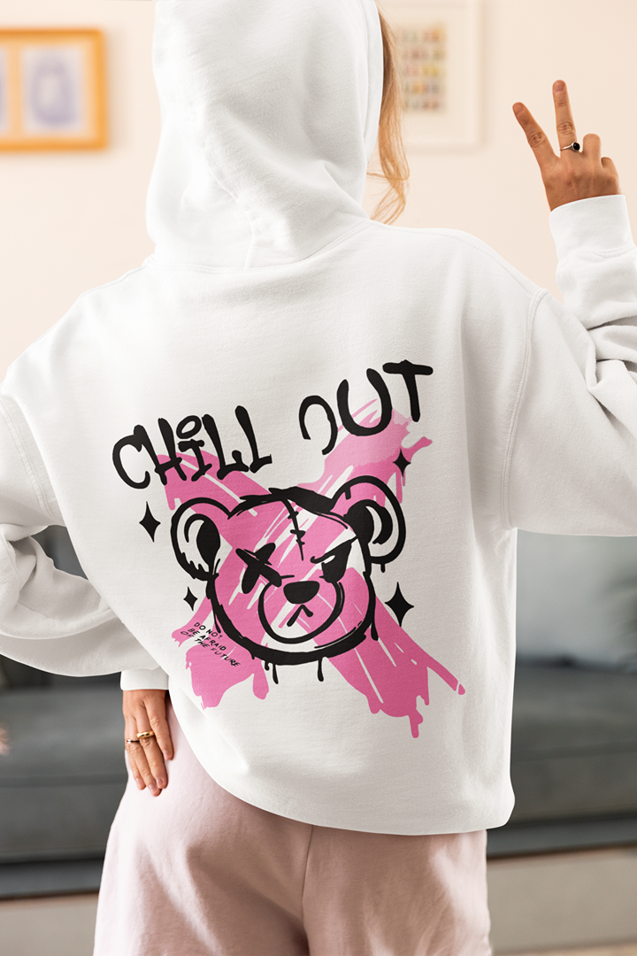 Дамски суичър Chill Out бял — 100% памук, размери S–L | SatModa