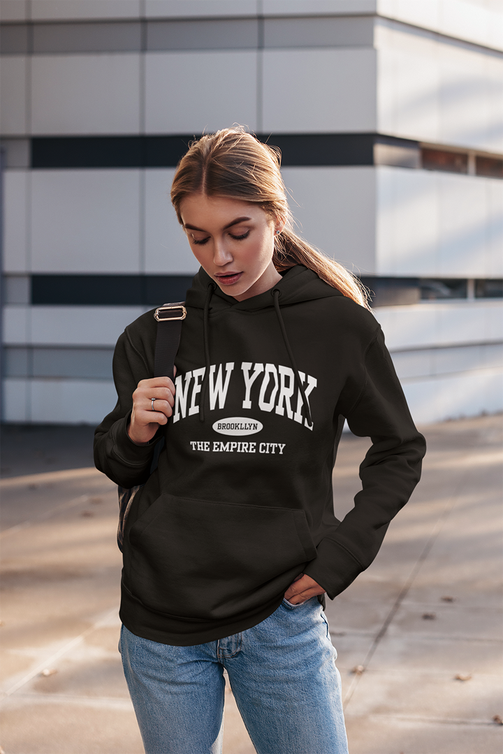 Дамски суичър Empire City черен — 100% памук, размери S–L | SatModa