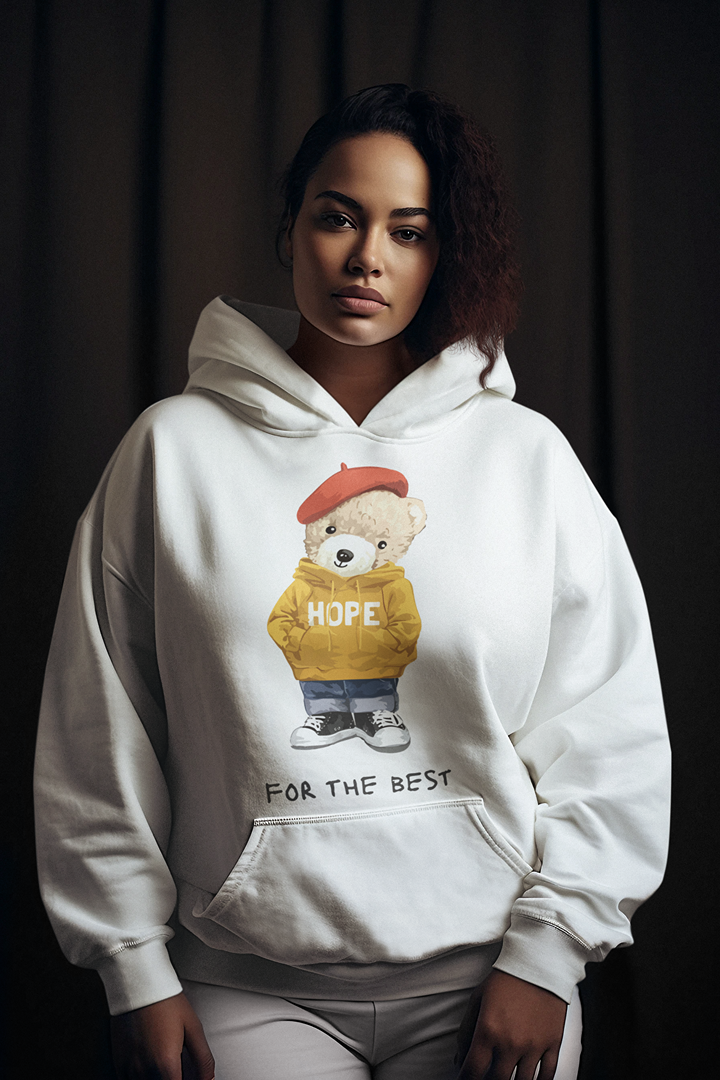 Дамски суичър For The Best бял — 100% памук, размери S–L | SatModa