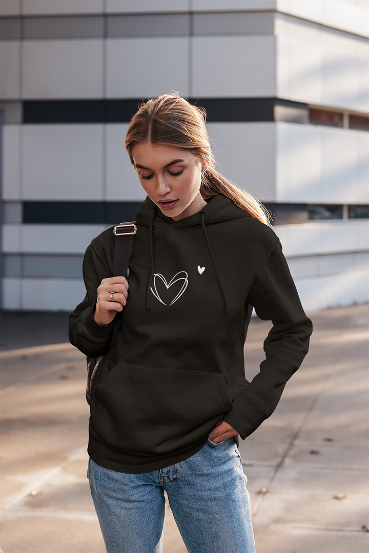 Дамски суичър Hearts черен — 100% памук, размери S–L | SatModa