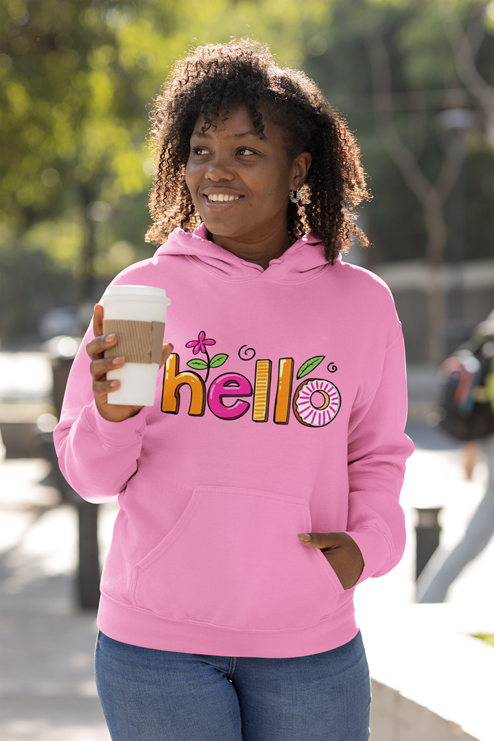 Дамски суичър Hello Colors розов — 100% памук, размери S–L | SatModa