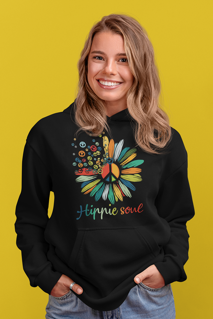 Дамски суичър Hippie Soul черен — 100% памук, размери S–L | SatModa