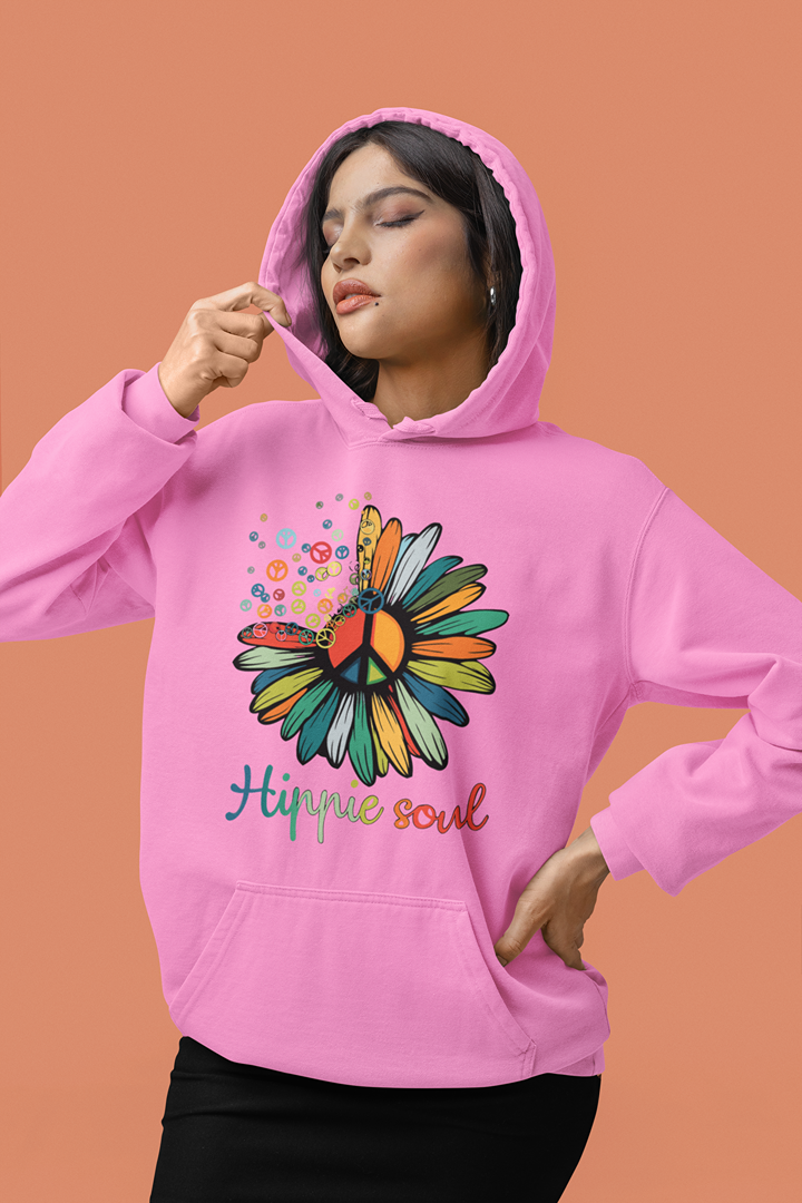 Дамски суичър Hippie Soul розов — 100% памук, размери S–L | SatModa