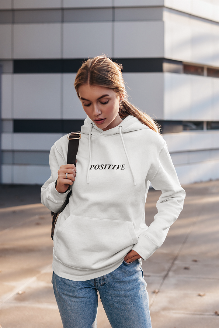 Дамски суичър Positive бял — 100% памук, размери S–L | SatModa