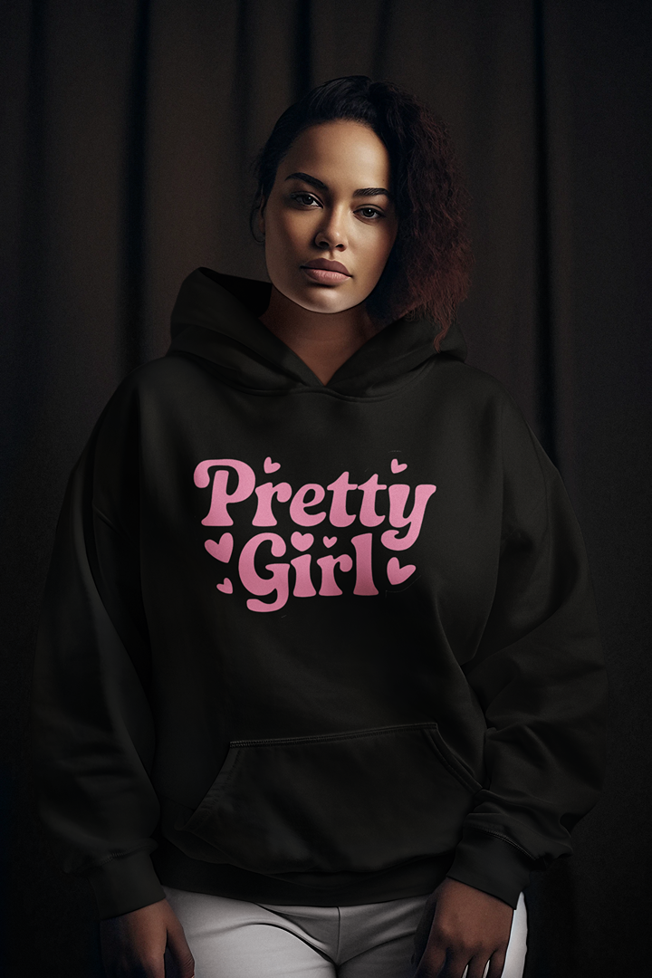 Дамски суичър Pretty Girl черен — 100% памук, размери S–L | SatModa