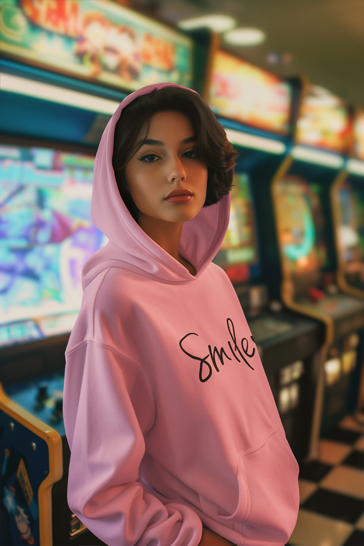 Дамски суичър Smile розов — 100% памук, размери S–L | SatModa