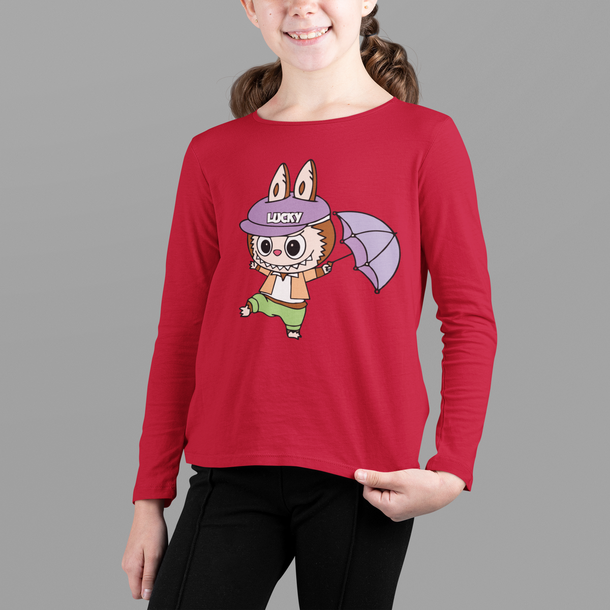 Детска блуза Lucky Labubu червена | SatModa
