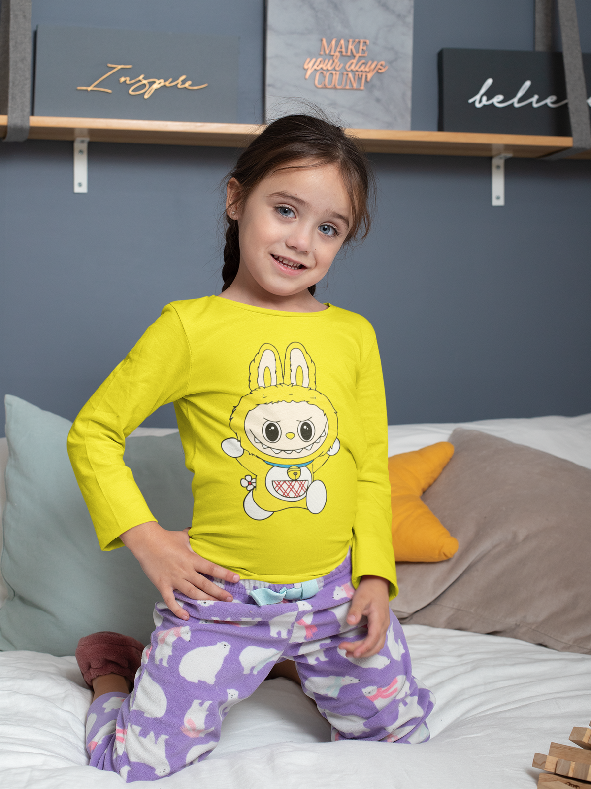 Детска блуза Yellow Labubu жълта | SatModa
