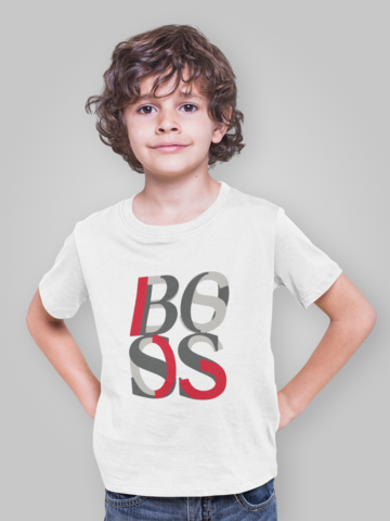 Детска тениска Bos бяла — 100% памук, размери 2-3 г. до 14-16 г. | SatModa