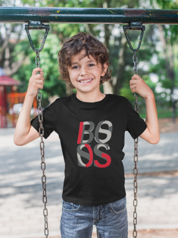 Детска тениска Bos черна — 100% памук, размери 2-3 г. до 14-16 г. | SatModa