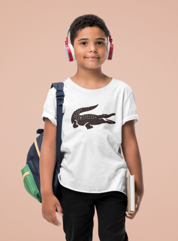Детска тениска Crocodile бяла — 100% памук, размери 2-3 г. до 14-16 г. | SatModa