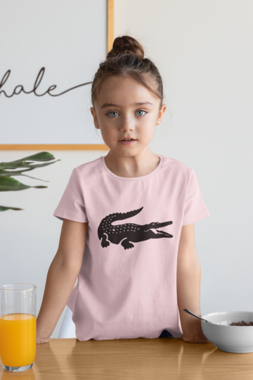 Детска тениска Crocodile розова — 100% памук, размери 2-3 г. до 14-16 г. | SatModa