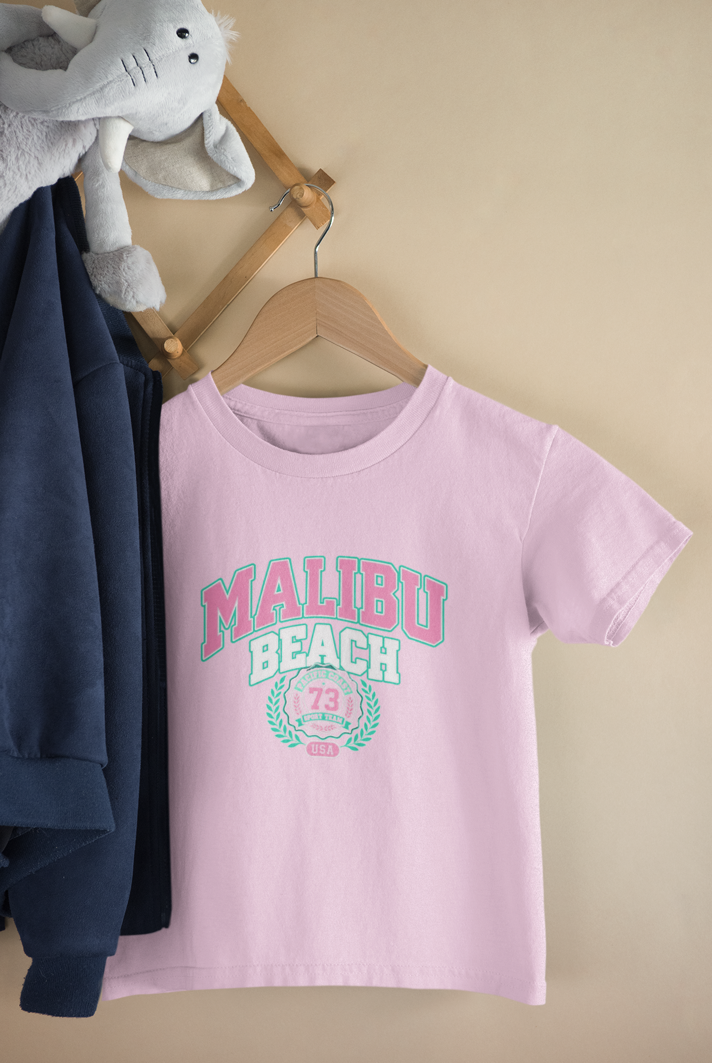 Детска тениска Malibu — розова, 100% памук | SatModa
