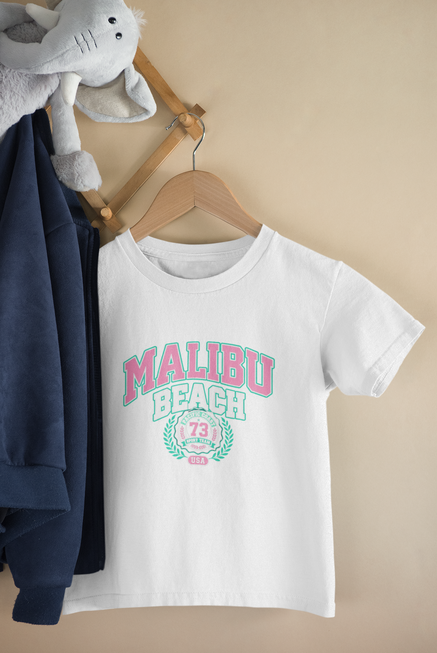 Детска тениска Malibu — бяла, 100% памук | SatModa
