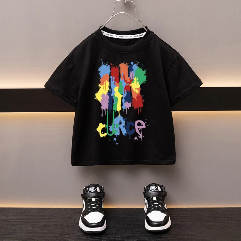 Детска тениска Colored черна — унисекс | SatModa