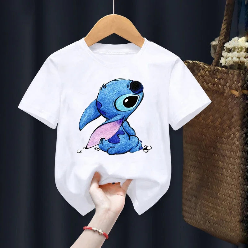 Детска тениска Cute Stitch бяла — унисекс | SatModa