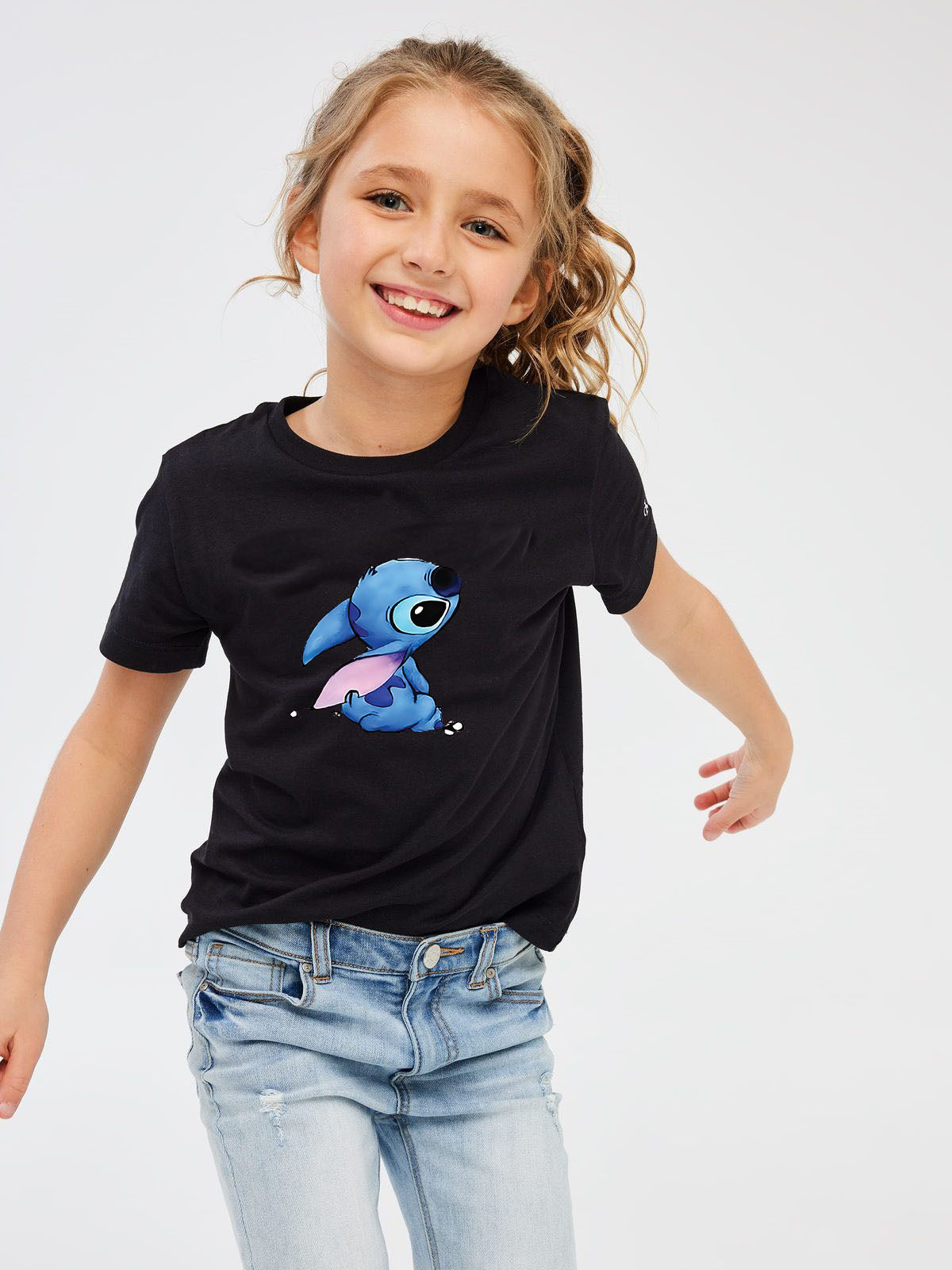 Детска тениска Cute Stitch — 100% памук,черна, размери 2-16г. | SatModa