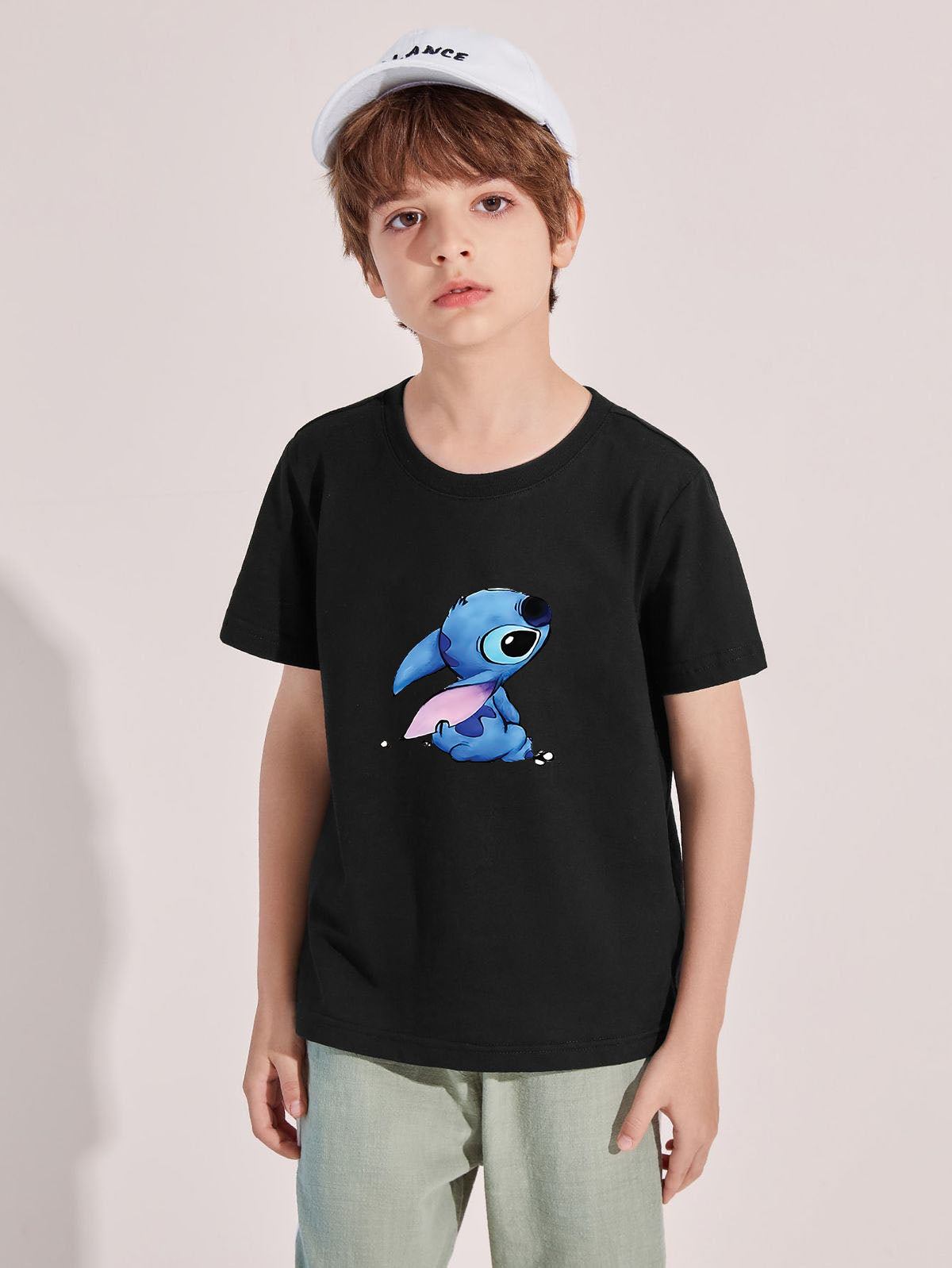 Детска тениска Cute Stitch черна — унисекс | SatModa