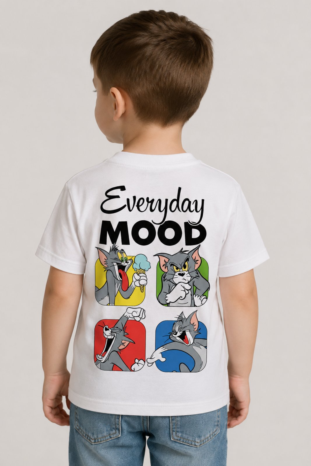 Детска тениска Everyday mood бяла — свободна кройка | SatModa