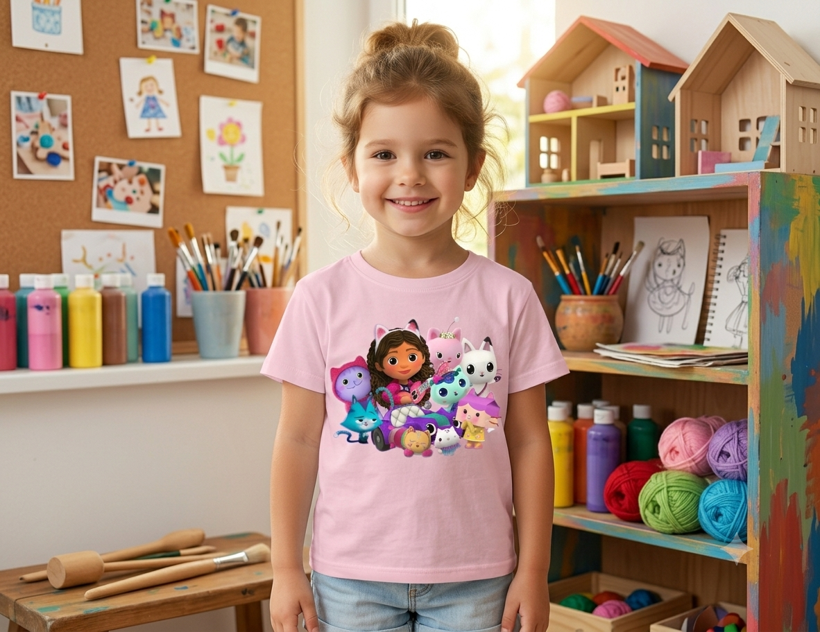 Детска тениска Gabby's dolls розова— свободна кройка | SatModa