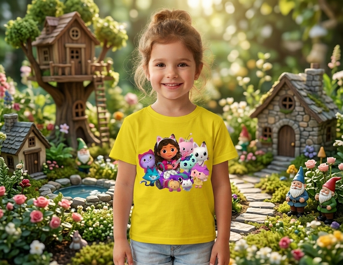 Детска тениска Gabby's dolls жълта— свободна кройка | SatModa